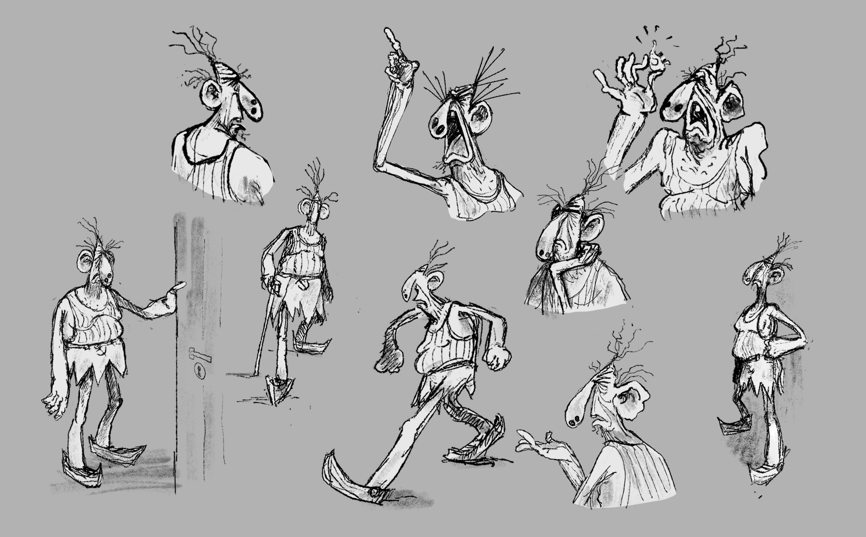 The Elephant in the Room character pose exploration sheet