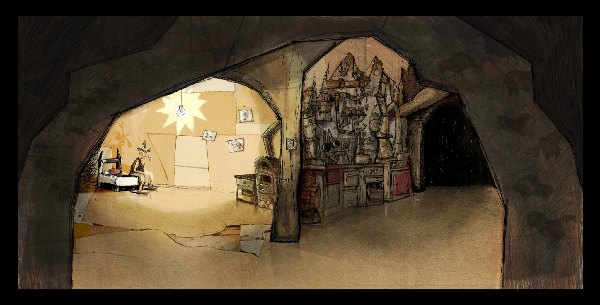 The Elephant in the Room cave interior color concept painting