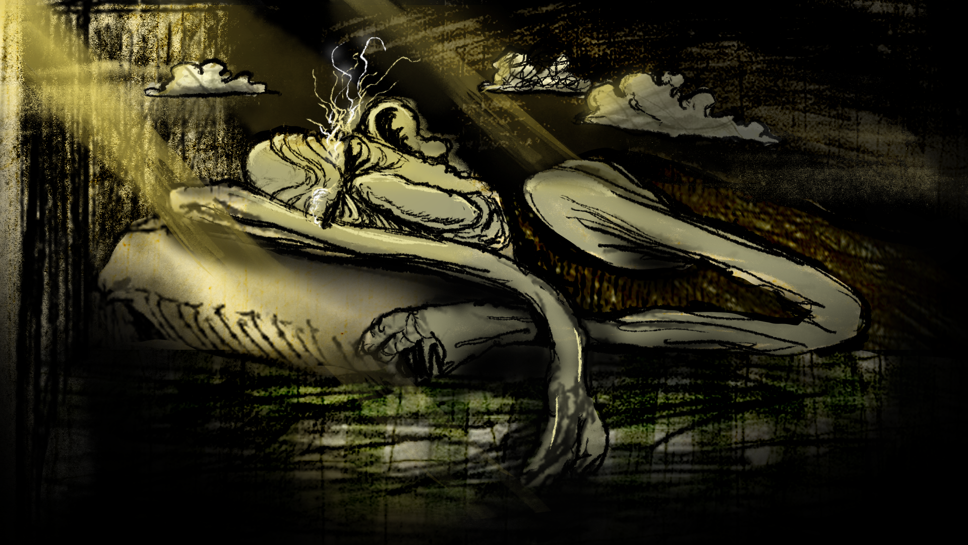 The Elephant in the Room style frame, giant sleeping